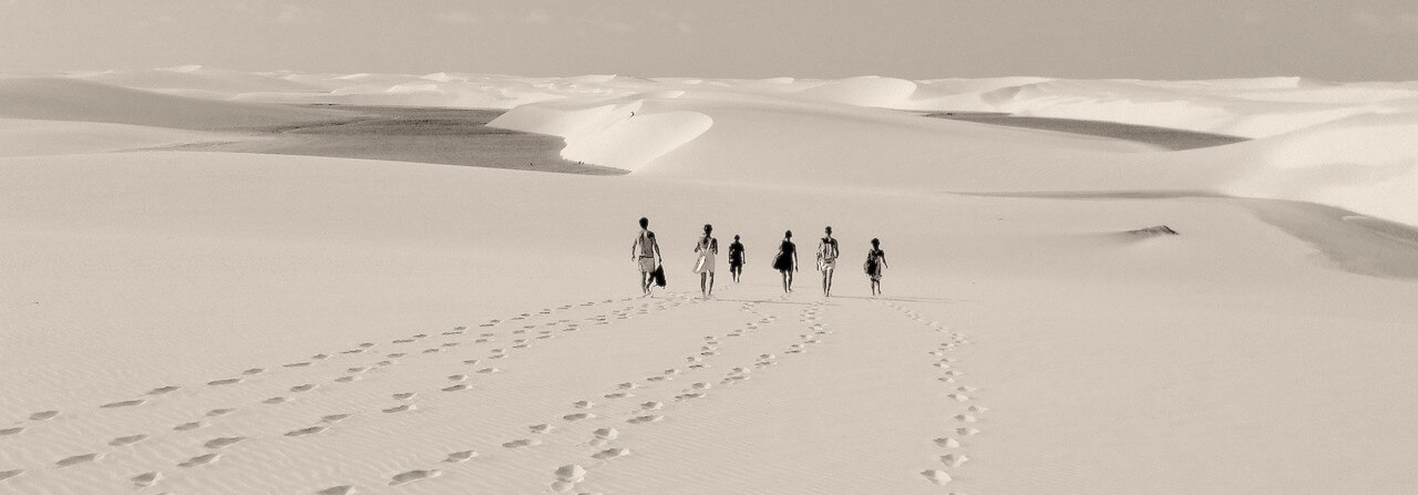 Walking in desert