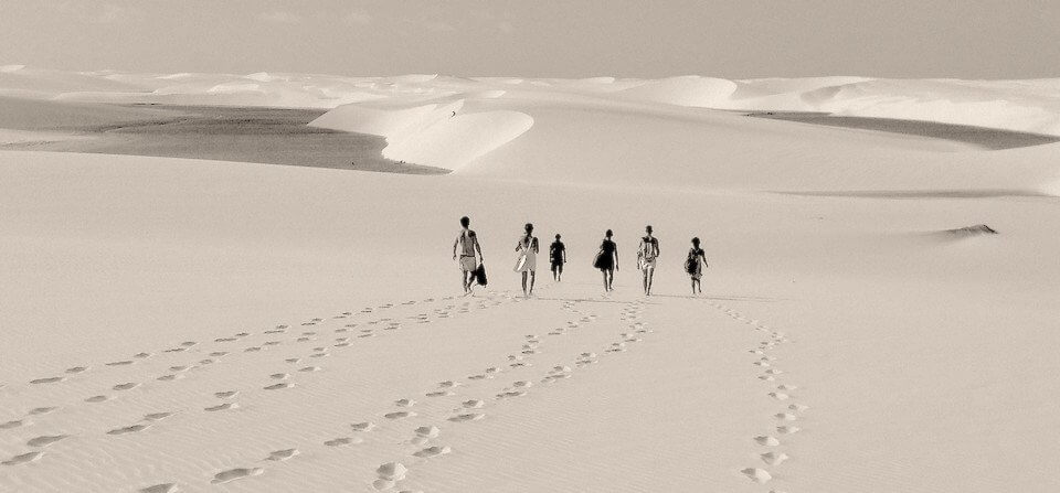 Walking in desert